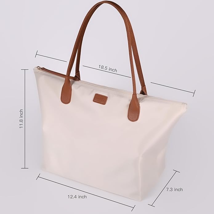 Nylon Tote Bag for Women, Large Foldable Weekend Hobo Purses for Women, Shoulder Tote Handbags with Zipper | Nylon, Large, Foldable, Weekend, Tote, with Zipper