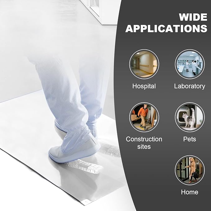 18" x 36" Transparent Sticky Mat Tacky Pads Adhesive Floor Mat (5 Packs,150 Sheets,30 Sheets/Pack for Cleanroom Laboratory Hospital Construction Pets Home Indoor Gymnasium and Workshop