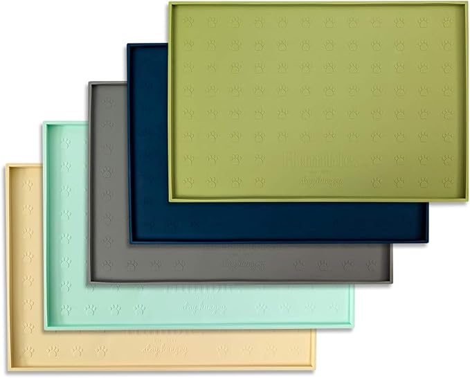 Humble Pet Food Mat Feeding Tray - Non-Slip, Anti-Spill, Raised Dog Food Mat, Easy Clean Waterproof - Premium Quality Silicone - Perfect for Dog Bowl Mat and Cat Feeding Mat Tray, 24" x 16" (Olive)