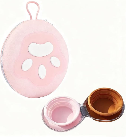 Collapsible Dog Bowls,2-in-1 Pet Bowl, Cat Bowl,Portable Pet Bowl, Suitable for Travel, Camping, and Hiking (Brown and Pink)
