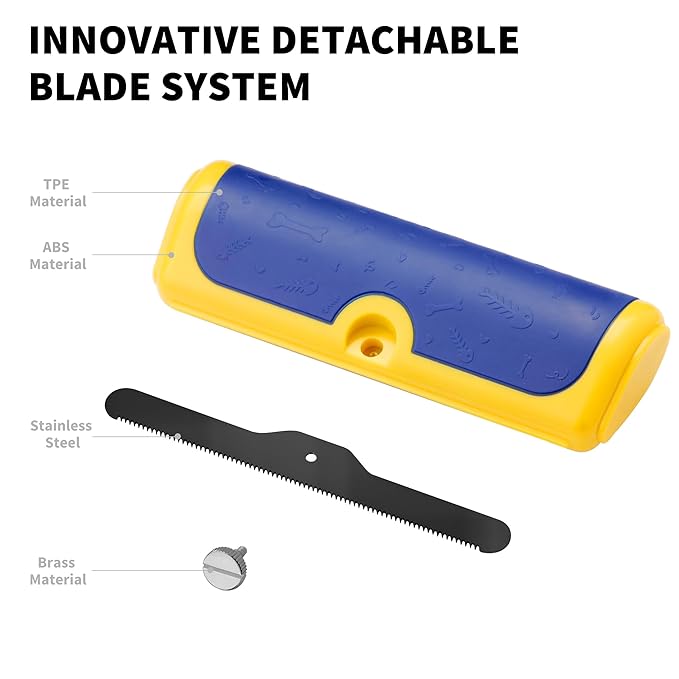 Dog Deshedding Brush – Wide Shallow Comb for Loose Hair – Gentle Grooming for Dogs & Cats – Blue & Yellow