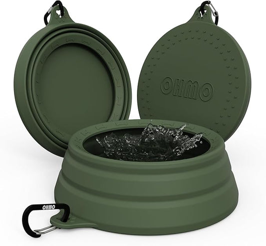 OHMO Spill Proof Collapsible Dog Water Bowl Large 34oz for Cars, No Splash Portable Bowls for Dog Travel, Pet Essentials for Road Trips, Cat Travel Accessories