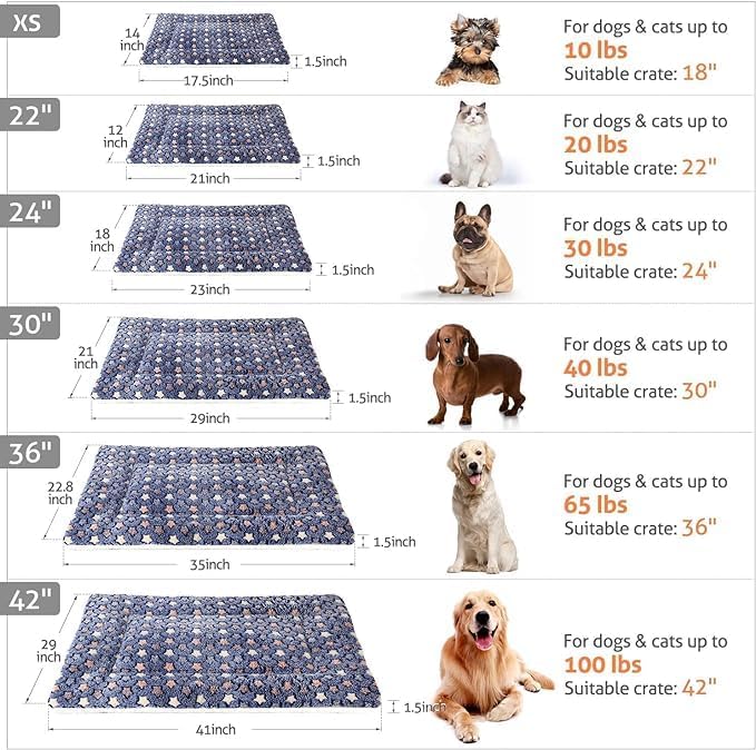 Mora Pets Dog Bed Crate Pad Ultra Soft Pet Bed with Cute Star Print Washable Reversible for Large Medium Small Dogs 23 x 18 inch 2 Pack Dark Blue