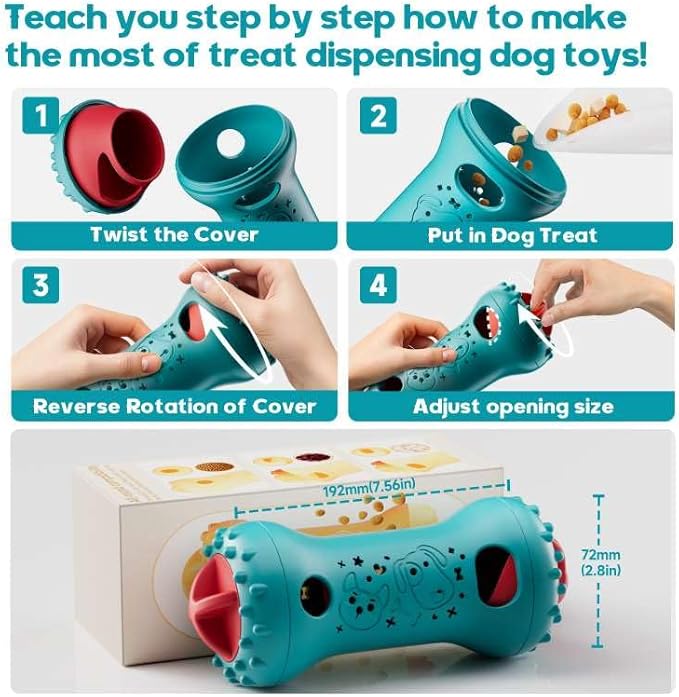 knitly Interactive Dog Toys, Adjustable Treat Dispensing Toy to Keep Them Busy, Dog Enrichment for Brain Stimulation & Cognitive for Puppy Puzzle to Reduce Boredom-Ideal Gift for All Dogs(Rigid Nylon)