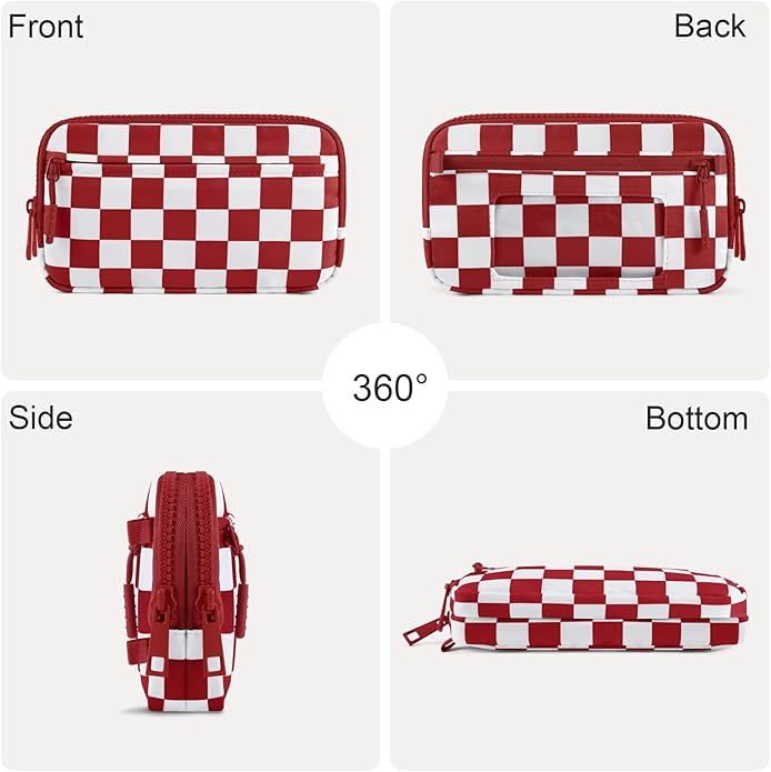 Checkered WristleWallets for Women, RFID Wallet Crossbody with 4 Zippers, Credit Card Holder Cell Phone Organizer