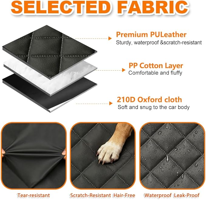 Dog Car Door Protector, 2 Pcs PU Leather Pet Car Door Cover, Waterproof & Scratch Resistant Dog Car Door Guard with Insert Flap Secure Fixation for SUV, Truck, Sedan