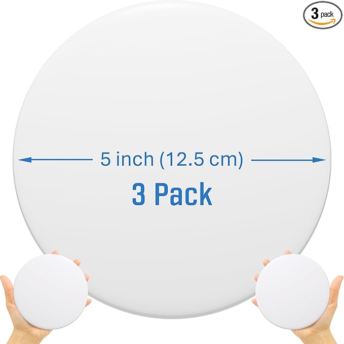 Strongest Home Wall & Door Handle Stopper 5" Set of 3 Pieces White Rubber Door Knob, Round Wall Shield Cushion, Quiet Wall Protector for Door Handle, Guard Door Bumper, Self Adhesive