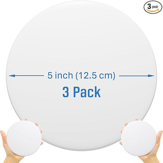 Strongest Home Wall & Door Handle Stopper 5" Set of 3 Pieces White Rubber Door Knob, Round Wall Shield Cushion, Quiet Wall Protector for Door Handle, Guard Door Bumper, Self Adhesive