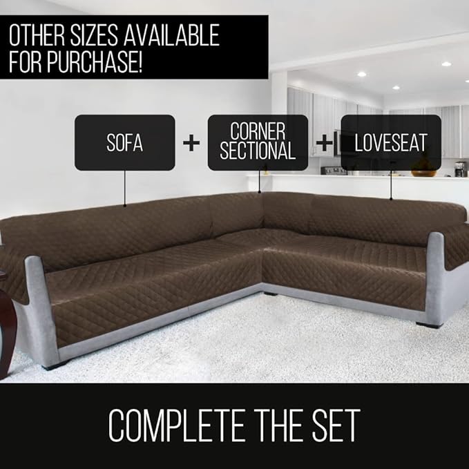 Sofa Shield Armchair Slip Cover with Patented Strap, Cushion Protector, US Designed Reversible Stain and Dog Tear Resistant Slipcover, 48 inch Seat, Washable Covers for Dogs Pets, Charcoal