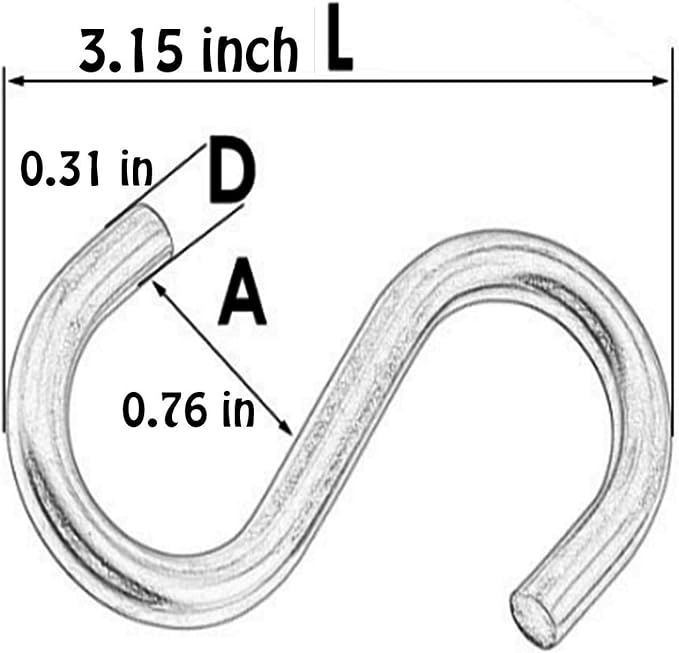 Axe Sickle 304 Stainless Steel 3 Inch S Hooks Heavy Duty Hanging Hook S Shaped Utility Hook for Hanging and Utility Use, Loads up to 550 lbs, 4 Pcs