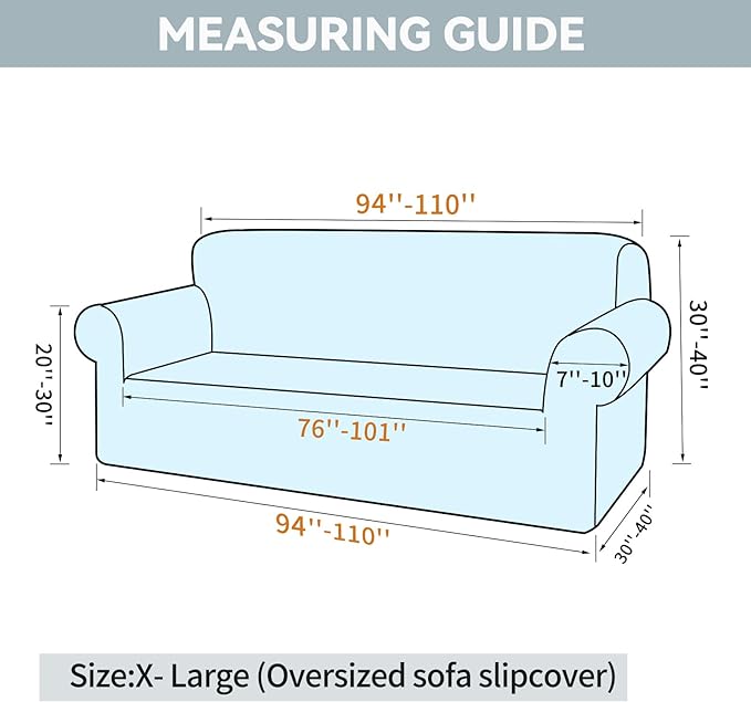 LURKA Stretch Oversized Sofa Slipcovers 1 Piece Couch Covers for 3 Cushion Couch Sofa Furniture Protector Full Sofa Covers with Elastic Bottom for Kids and Pet (X-Large,Purple)