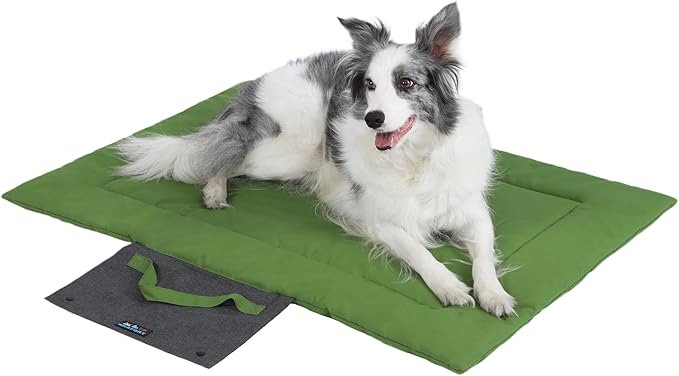 Outdoor Foldable Dog Mat Durable Teflon-Coated Oxford Material Waterproof Thin Dog pad Travel-Friendly Machine Washable Design for Camping/Car (Green, Medium (39.4 * 28.3 * 1.57 in))