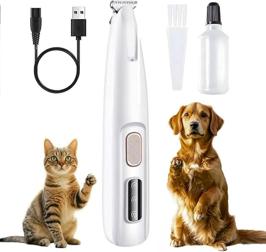 Micro Precision Dog Paw Trimmer, Pet Paw Trimmer with LED Light, Electric Pet Clippers Rechargeable, Grooming Shaver for Dogs Cats Rabbits Eyes Face Ears Feet Rump Hair, Paw Cleaner Waterproof (Gray)