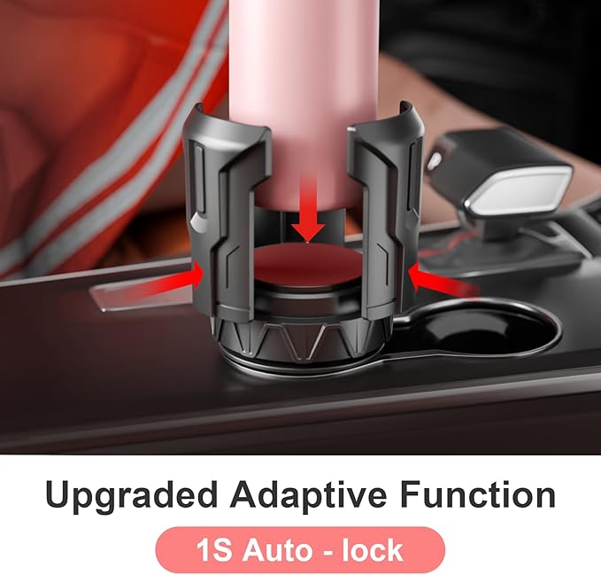 Cup Holder Expander, Car Cup Holder Expander for Yeti, Hydro Flask, Nalgene, Takeya, Camelbak, Ramblers, Owala, Tumblers, Mugs, Bottles in 2.6"- 4.8", No Tools Required