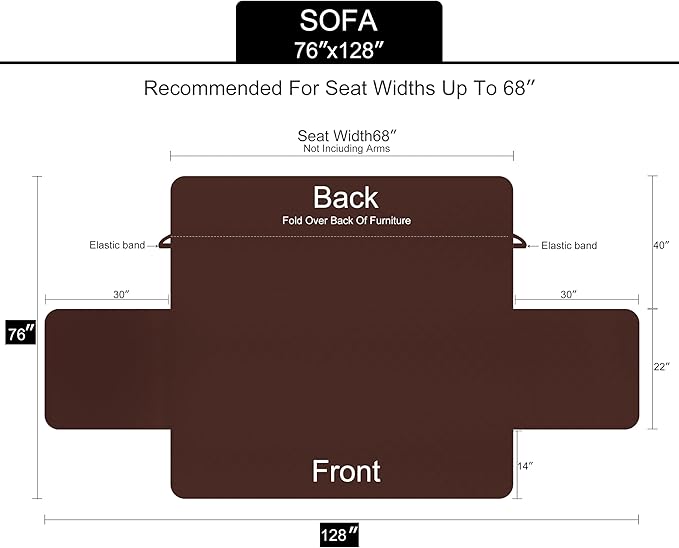 U-NICE HOME Reversible Sofa Cover Couch Cover for Dogs with Elastic Straps Water Resistant Furniture Protector for Pets Couch Cover for 3 Cushion Couch (Sofa, Brown/Brown)