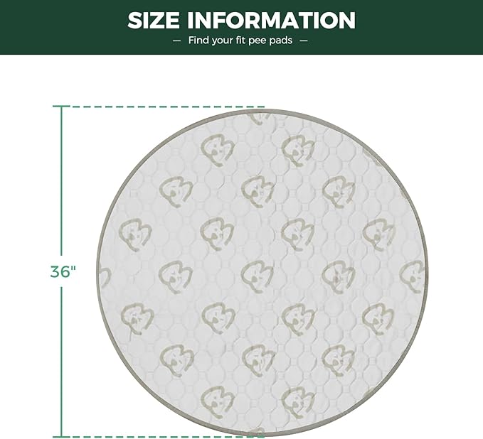 FXW Washable Pee Pads for Dogs, Leak-Proof & Non-Slip, Specifically Designed for Whelping Box, 36" Round, Khaki, 2 Packs