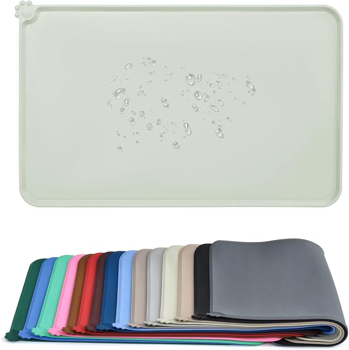 AUDWUD Silicone Waterproof Pet Feeding Mats,Anti Slip Bowl Pad,Dog Mat for Food and Water