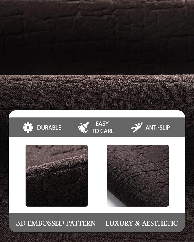 AMOAMI-Bath Mat-Absorbent Quick Dry Bathroom Floor Mats-Washable Rubber Backing Bath Mats for Bathroom Rugs Fit Under Door-Bath Rug for in Front of Sink Bathtub Shower Room, Brown 17''x24''