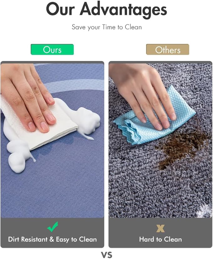 MontVoo Bath Mat Runner - Long Non Slip Absorbent Quick Dry Thin Bath Rug for Bathroom Floor Mat - Rubber Backed - Stain Resistant - Easy Care - Navy 17"x70"