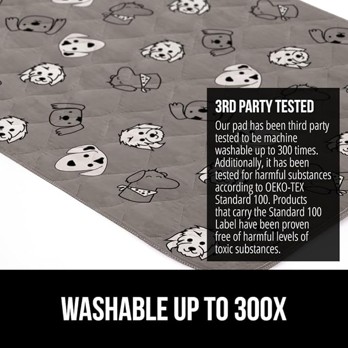 GORILLA GRIP Washable Puppy Pads, 34x21, Slip Resistant Dog Crate Mat, Waterproof Cloth Pee Pad for Training Puppies in Playpen, Reusable Pet Incontinence Blanket, Protects Sofa, Dog Faces