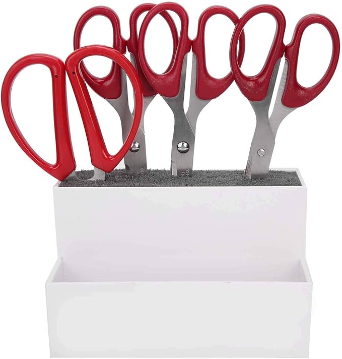 Professional Salon Shear Holder Rack, Salon Hairdressing Combs Clips Box Scissors Storage Box Organizer Case Barber Accessories, for Hair Stylist Office Home(White)