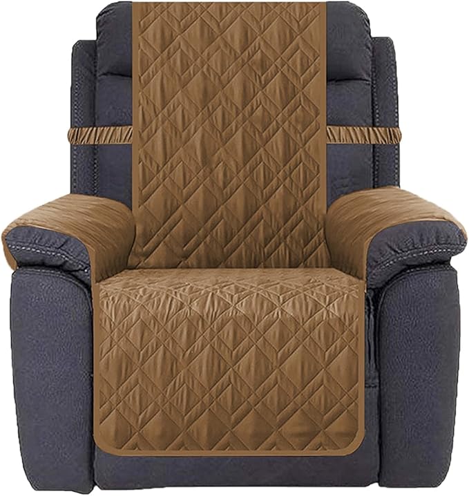 Ameritex Waterproof Nonslip Recliner Cover Stay in Place, Dog Chair Cover Furniture Protector, Ideal Recliner Slipcovers for Pets and Kids (Camel, 30")