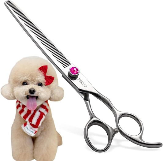 Thinning Shears for Dogs Grooming 7.5 in Professional Long Dog Thinning Shears 50 Teeth Dog Grooming Scissors for Pet Cat Japan 440C Stainless Steel 30% Thinning Rate(7.5'',Blending)