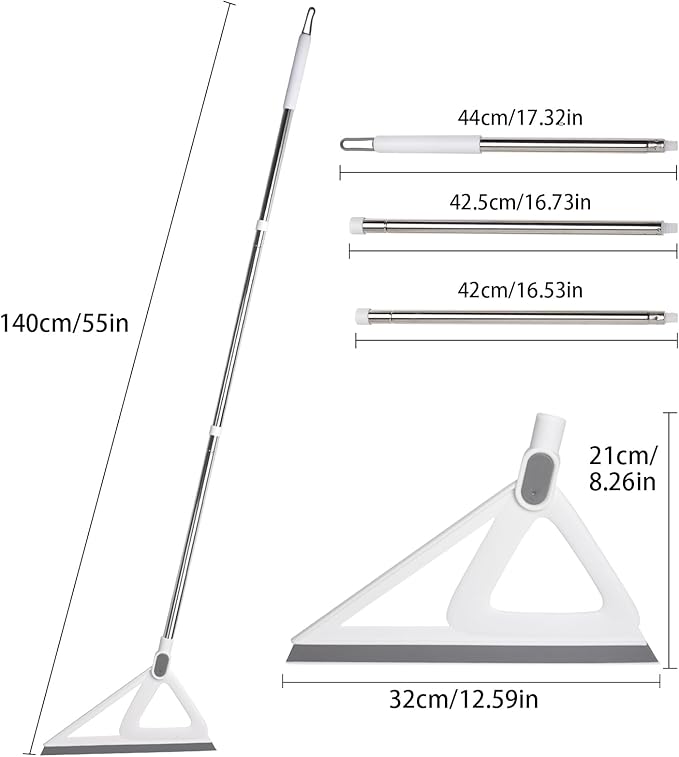 XXFLOWER Multifunction Silicone Broom，Squeegee Broom Sweeping Water and Pet Hair，Rubber Magic Broom Sweeper for Floor Bathroom Kitchen Shower，Rugs，Glass Windows（White）