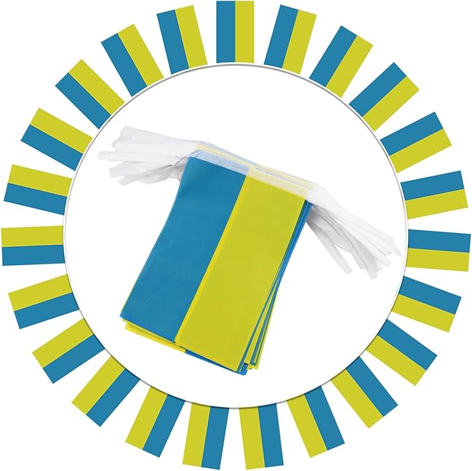Ukraine String Flag Pennant Banner - 38 Flags, 42 Feet Small Mini Ukrainian Flags Bunting Banner for Country Decoration, School, Party, Sports Events