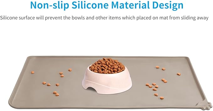AUDWUD Silicone Waterproof Pet Feeding Mats,Anti Slip Bowl Pad, Dog Mat for Food and Water