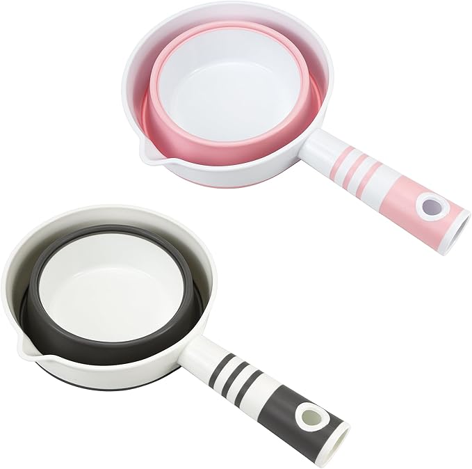 2Pcs Collapsible Water Ladle Bathroom, Foldable Water Scoop & Dipper, Travel Tabo Portable Rinse Cup for Hair Washing Cleaning Soaking, Kitchen Garden Camping, Small Plastic Shower Bucket Pourer Mug