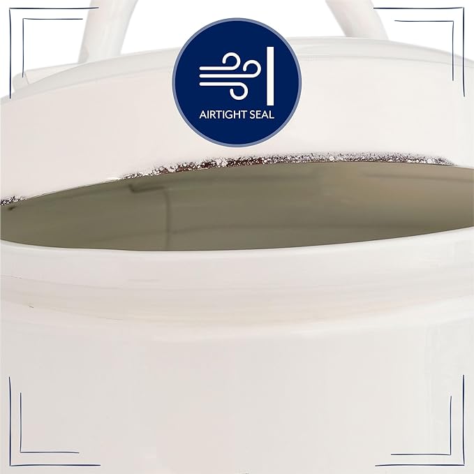 AuldHome Enamelware Cat Treat Container, Small White Rustic Pet Treats Jar