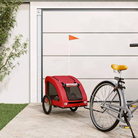 Dog Bike Trailer, Pet Carrier Wagon, Small Pet Bike Trailer, Dog Pet Cart, Bicycle Carrier for Small Sized Dogs, Red,-405