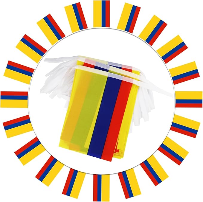 Colombia String Flag Pennant Banner - 38 Flags, 42 Feet Small Mini Colombian Flags Bunting Banner for Country Decoration, School, Party, Sports Events