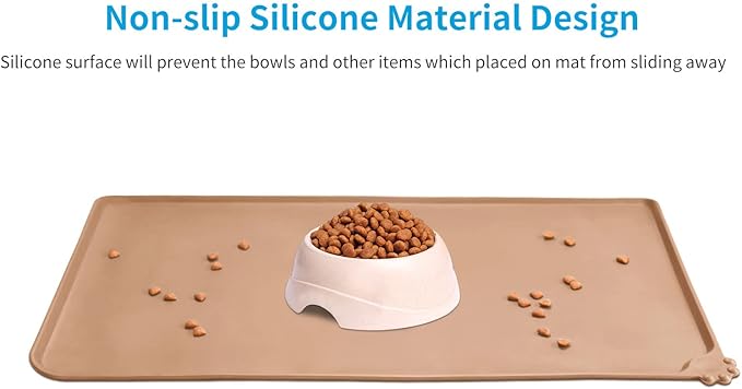 AUDWUD Silicone Waterproof Pet Feeding Mats,Anti Slip Bowl Pad,Dog Mat for Food and Water