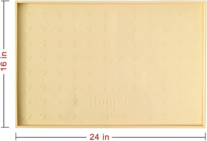 Humble Pet Food Feeding Tray - Non-Slip, Anti-Spill, Raised Dog Mat, Easy Clean Waterproof - Premium Quality Silicone - Perfect for Dog Bowl and Cat Feeding, 24x16 (Sweet Cream)
