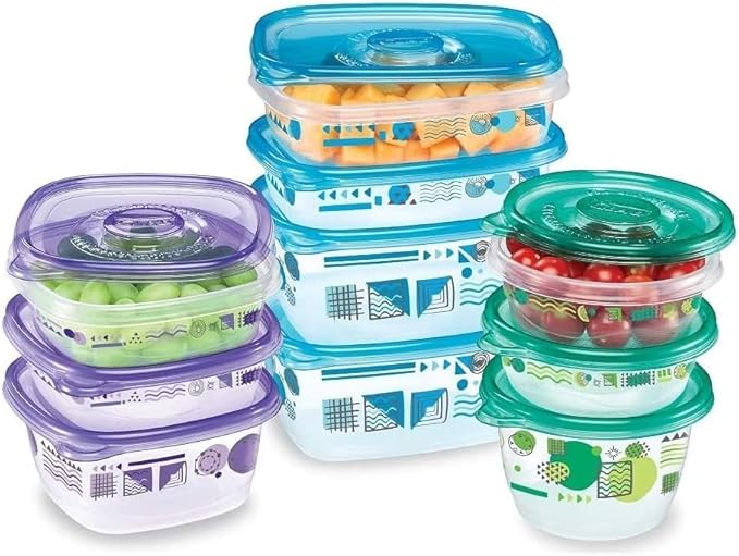 Glad GladWare MatchWare Food Storage Containers with Lids, Reusable Plastic Containers Variety Pack for Lunch, Meal Prep, and Leftovers, Leak Resistant, Microwave and Dishwasher Safe, 20 Piece Set