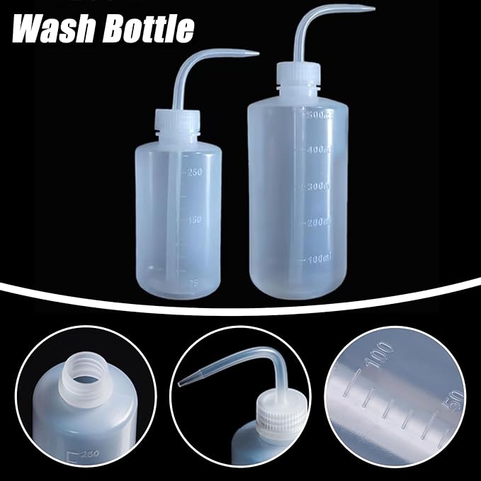YONGDA Squeeze Bottles 3-Pack (250ml/8.45oz) Leak-Proof Wash Bottle for Cleaning, Watering & Precision Tasks, LDPE Squirt Bottles with Angled Nozzle & Measurement Scale