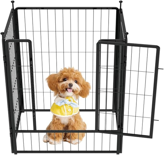 Dog Playpen 36 inch 4 Panels for Indoor & Outdoor Use – Heavy-Duty Metal Pet Fence with Ground Stakes, Rounded Ball Tops for Safety, Stable & Foldable Design, Easy to Assemble