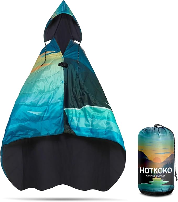 Hooded Stadium Blanket, Waterproof Fleece Wearable Camping Blanket