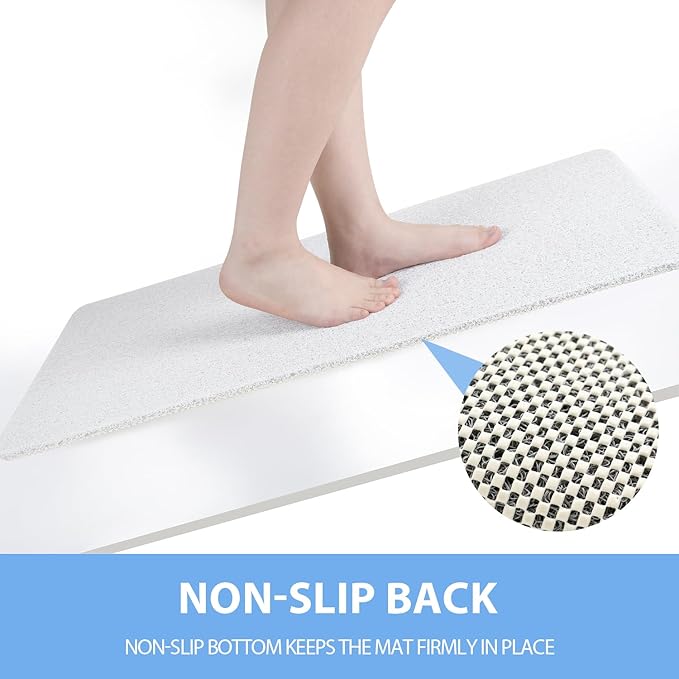 Non-Slip Bathtub Mat, Anti Slip Shower Mat, Fast Drying Bathtub Mats, Foot Scrubber Mat, Anti Slip Mat for Tub, Floor, Bathroom, Kitchen, Home, Hotel (White 32"×17")