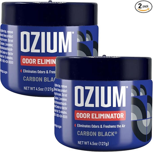 Ozium Air Sanitizer 4.5 oz Gel: Odor Eliminator for Strong Odor, Car Air Freshener (Carbon Black, 2 Packs)