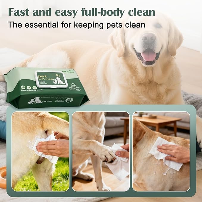 400 Pack Dog Wipes for Paws and Butt Unscented Hypoallergenic Pet Grooming Wipes Gentle Earth-Friendly Cleaning Wipes for Puppies, Kittens & Senior Pets Deodorizing Waterless Bathing Wipes