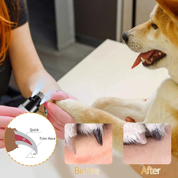 New Upgraded Silent Dog Nail Grinder, Cordless Grooming Pro Nail Grinder with 3 Adjustable Speeds &Dual Led Light, Painless Paws Grooming for Small Medium Large Dogs & Cats (M5)