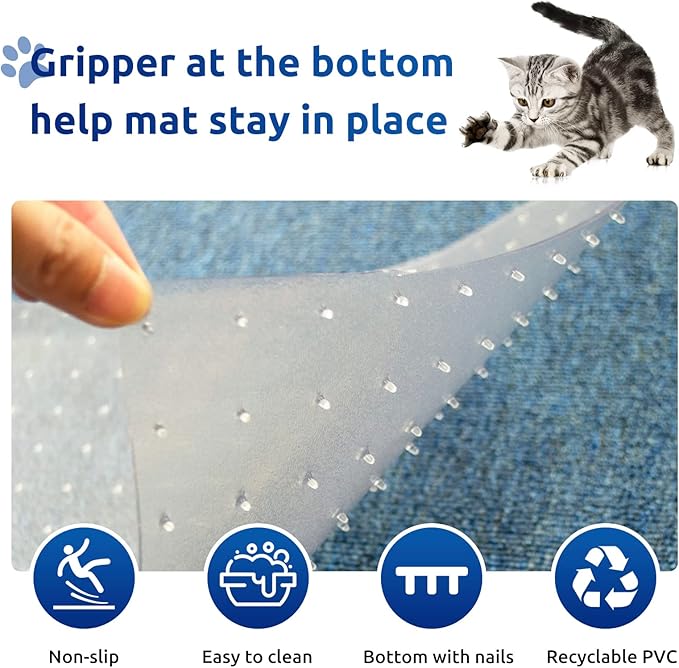 Carpet Protector for Pets Cat Carpet Protector Repellent Barrier for Doorway Corner Anti Scratch Under Door Cat Scratch Protector Mat, Easy to Cut Plastic Stopper (Clear, 3.6FT-1pack)