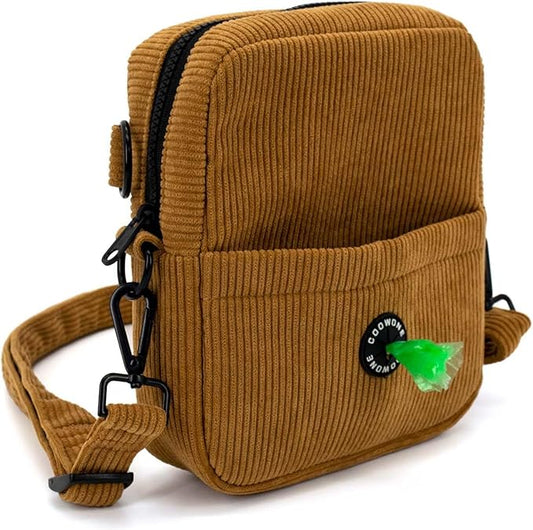 COOWONE Dog Treat Pouch,Velvet Dog Training Pouch Bag Built-in Poop Bag Dispenser | Large Capacity Pet Treat Training Bag for Treats, Kibbles, Pet Toys (Brown)