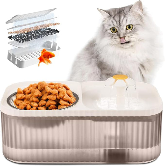 Cat Water Fountain - Super Quiet Automatic Pet Water Dispenser, 100oz/3L with Stainless Steel Cat Bowls and Long Life Span Pump