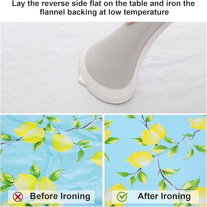 misaya Rectangle Vinyl Tablecloth, Fitted Table Cover, 100% Waterproof, Elastic Edge, Flannel Backing, Plastic Table Cloth Fit Folding Tables for Picnic, Camping, Outdoor (Lemon, 36x96 inch)