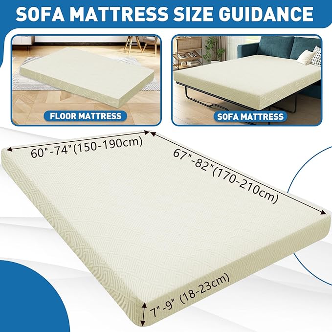 ZNSAYOTX Stretch Fit Futon Cover (67"-82") Armless Futon Sofa Bed Slipcover with Elastic Band, Universal Foldable Sofa Mattress Protector Full Queen Size, Washable Comfort Jacquard (Light Beige)
