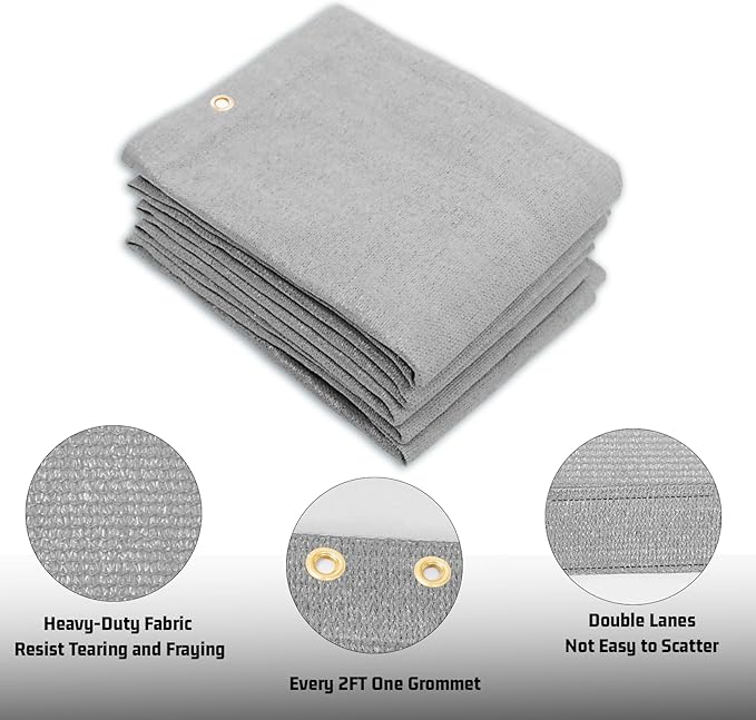 SUNNY GUARD Shade Cloth Custom Size 5x8 FT Sun Shade Screen Fabric Shade Cover Tarp with Grommets for Pergola Backyard Garden, Light Grey(We Customized)